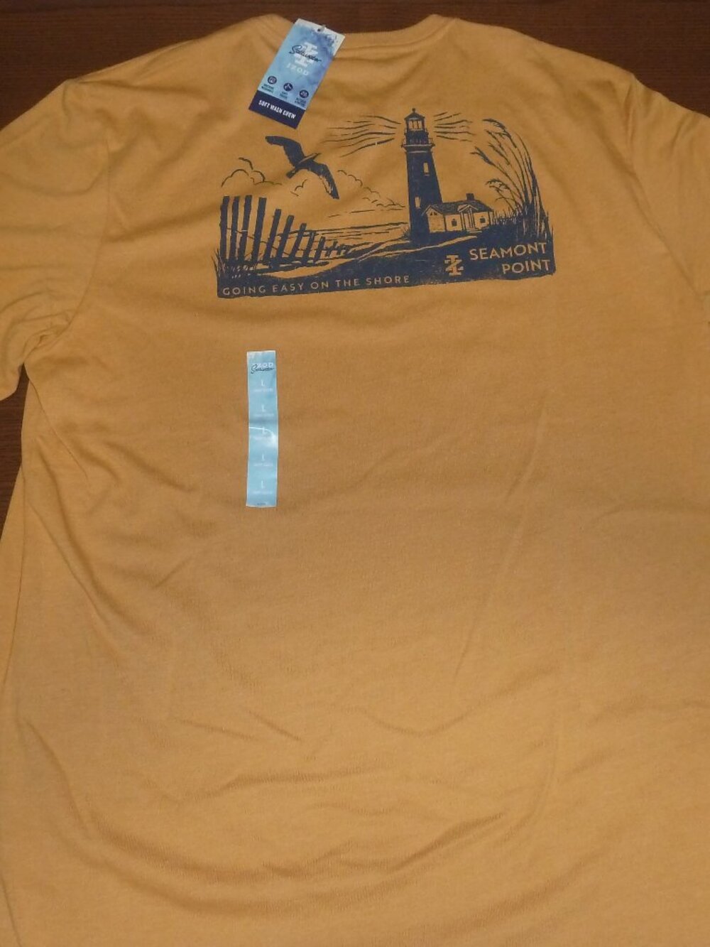 Izod Saltwater T-Shirt Seamont Point Size Large Going Easy On The Shore